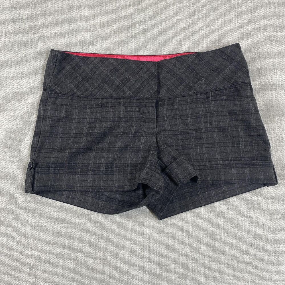 Wet Seal Shorts Juniors XS Gray Plaid Hot Pants Y2K Preppy 90's Clueless